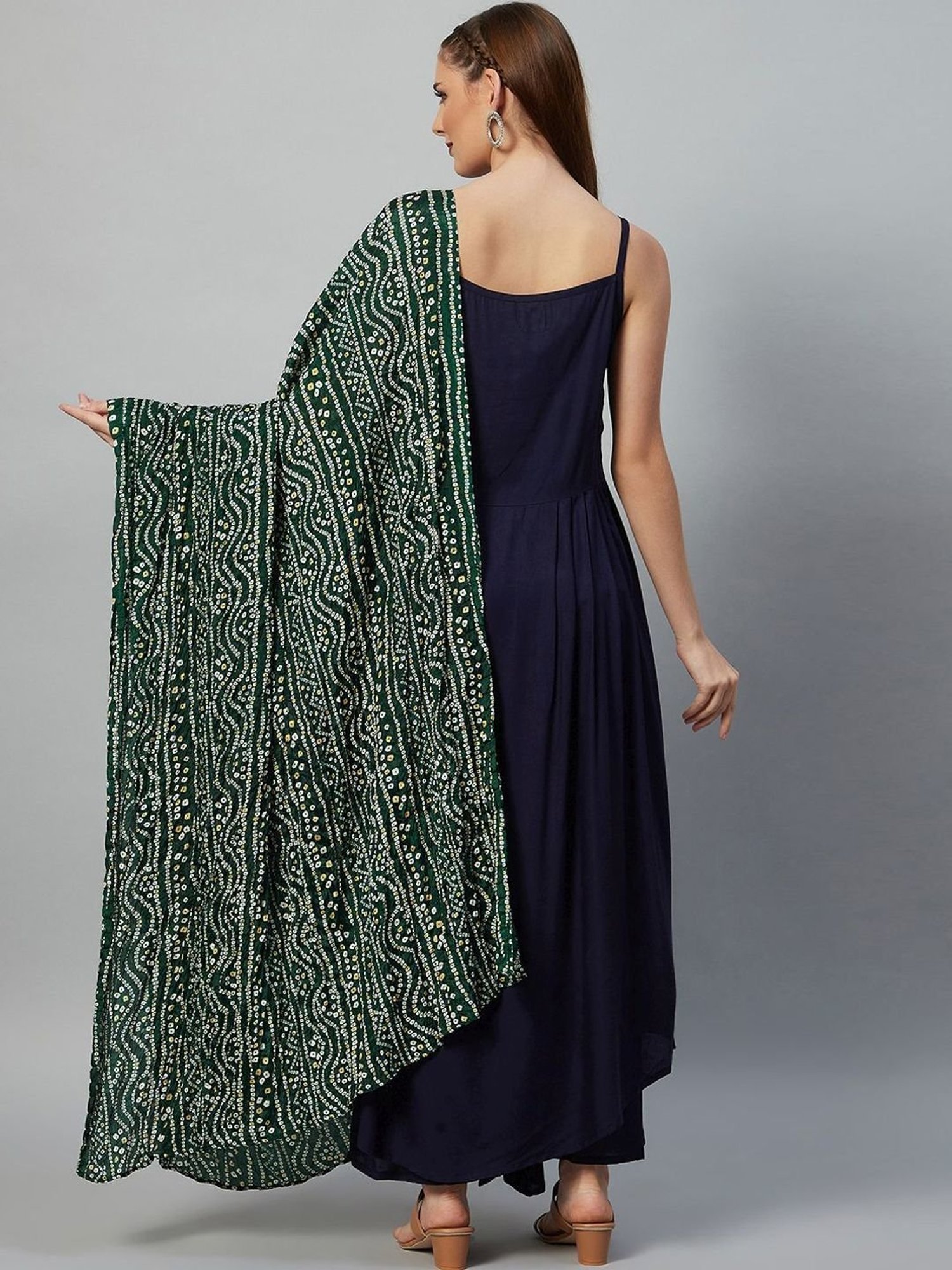 Inweave Green Bandhani Print Dupatta