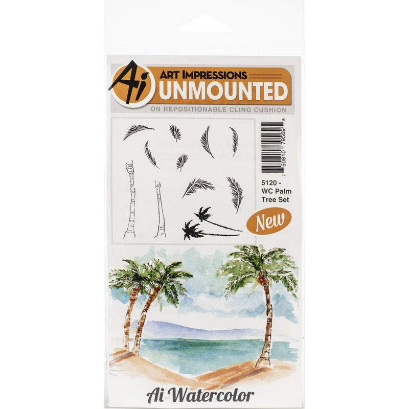 Art Impressions Watercolor Cling Rubber Stamps-Palm Tree