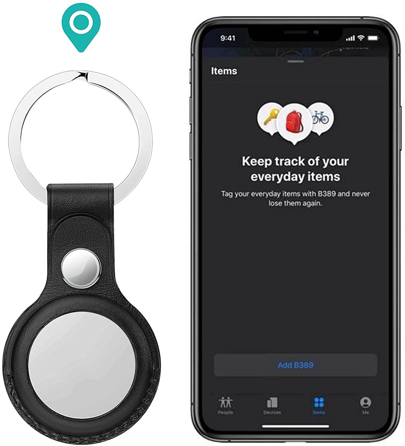 SINREGeek Airtag Tracker Protective Cover,2-Pack Genuine Leather Tracker Holder with Key Chain,  AirTag Finder Accessories AirTag Case Smart Wireless Tracker Protective Cover with Keyring