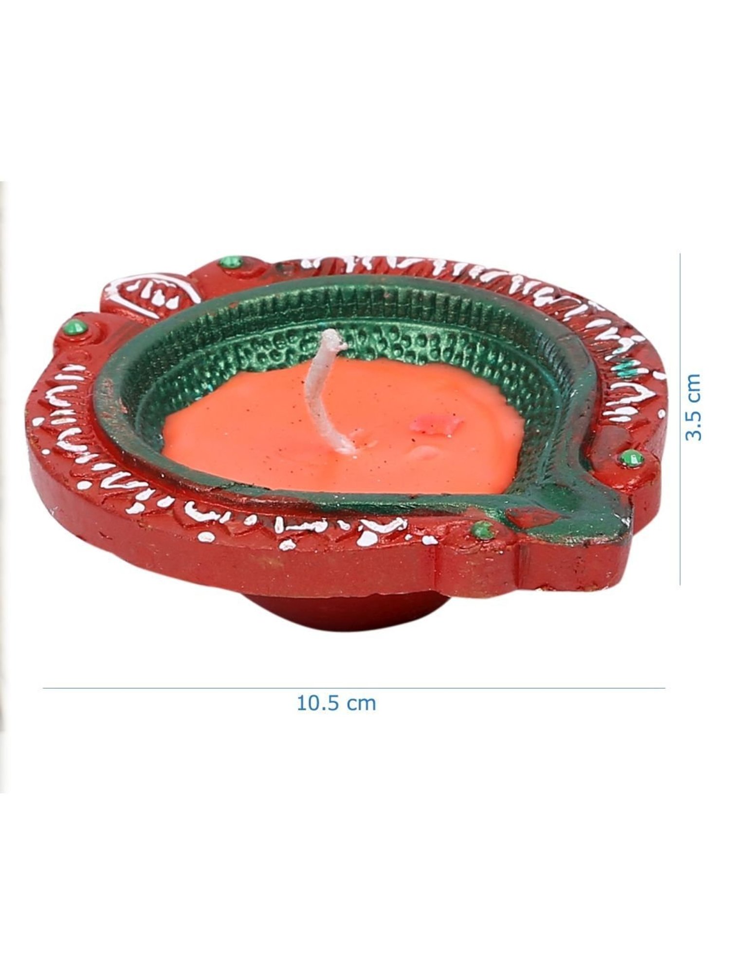 Aapno Rajasthan Multicolor Terracotta Handcrafted Wax Filled Big Diya - Set of 4