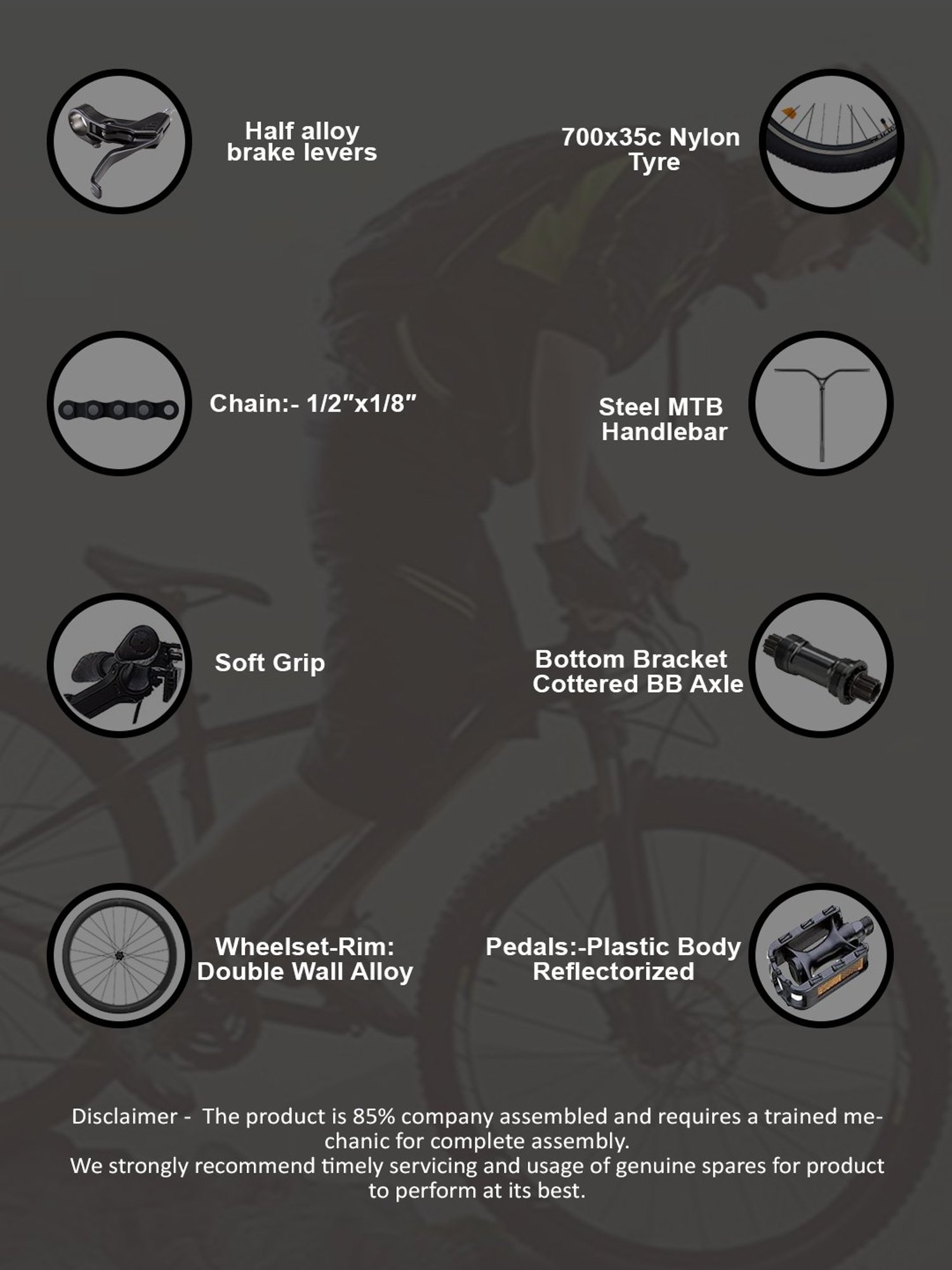 Stryder HYBRID-100 Black & Orange 700C Bicycle (19 inch Wheel)