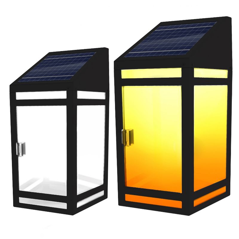 Solar LED Outdoor Wall Lanters with Frost Panel Black - Techko