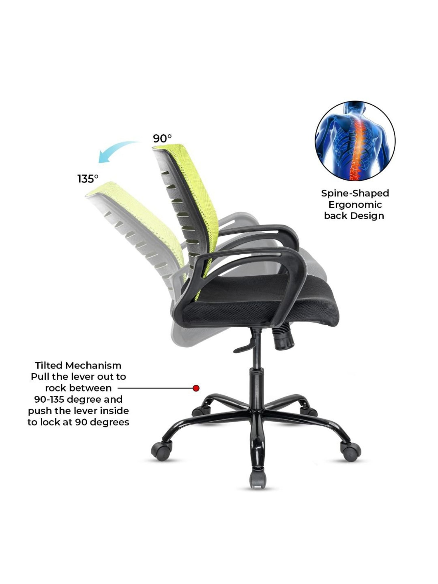 Green Soul Atom Black & Green Foam Ergonomic Office Chair