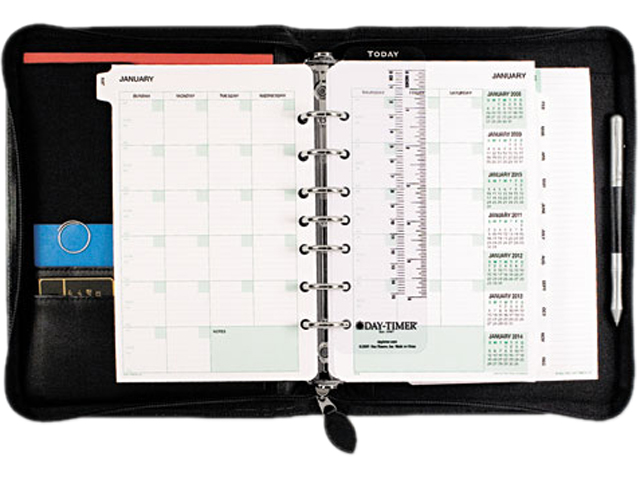 Day-Timer 41745 Bonded Leather Organizer Starter Set, 5-1/2 x 8-1/2, Black
