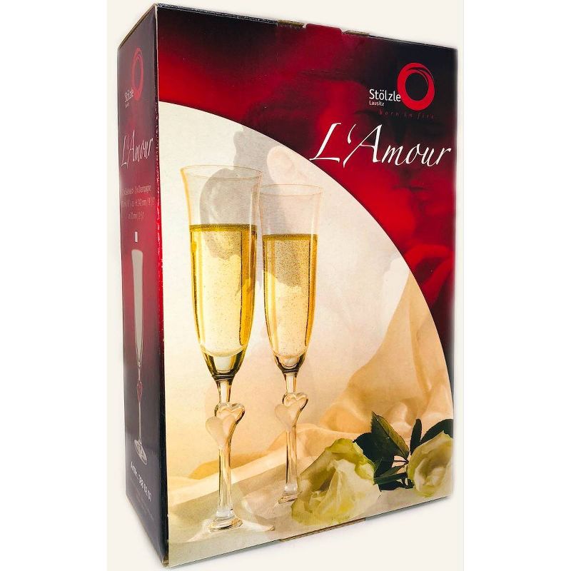 6.3oz 2pk Glass L'Amore Satin Heart Flute Drinkware Set - Stolzle Lausitz