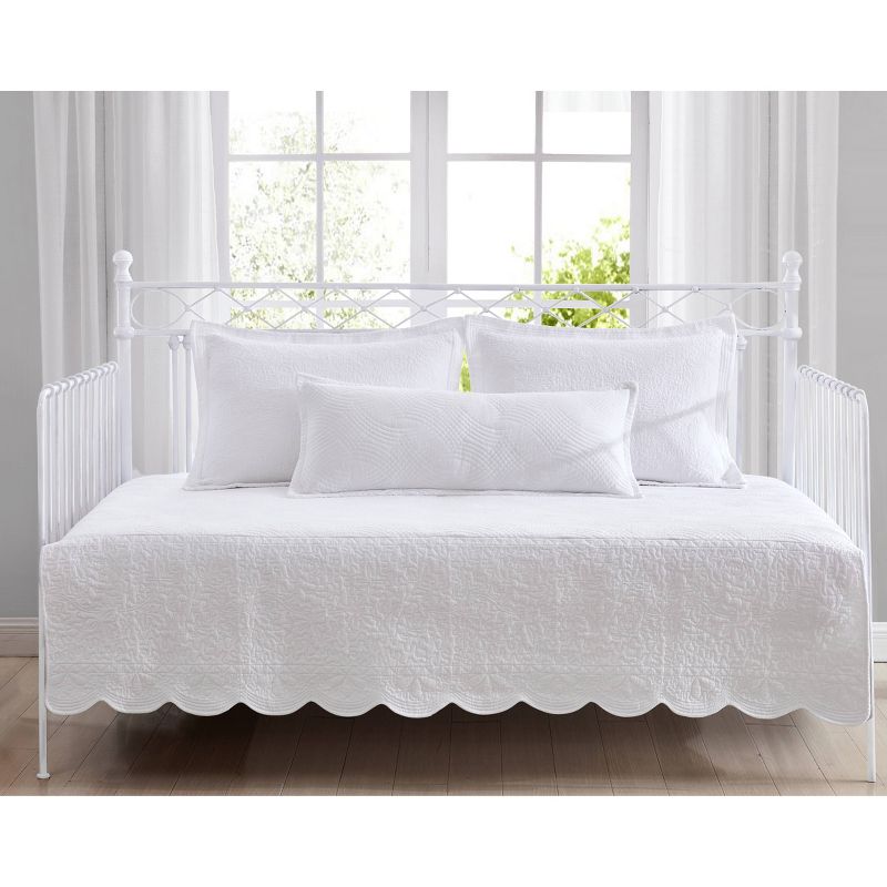 Laura Ashley - 39" X 75" La Solid Trellis Daybed Cover Set White