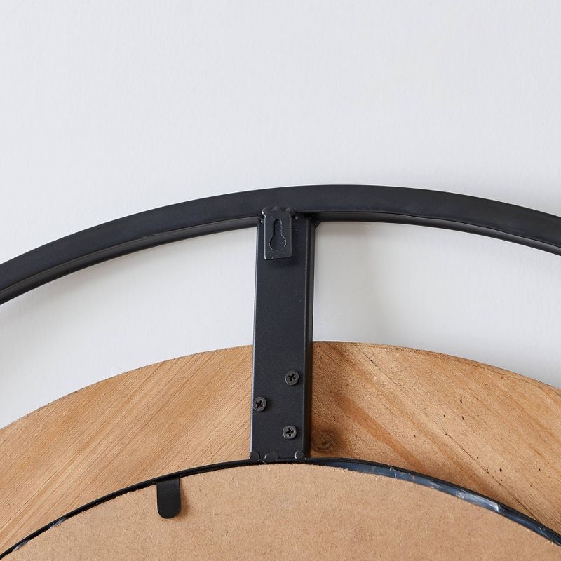 32" Round Iron and Wood Framed Wall Mirror - Danya B.