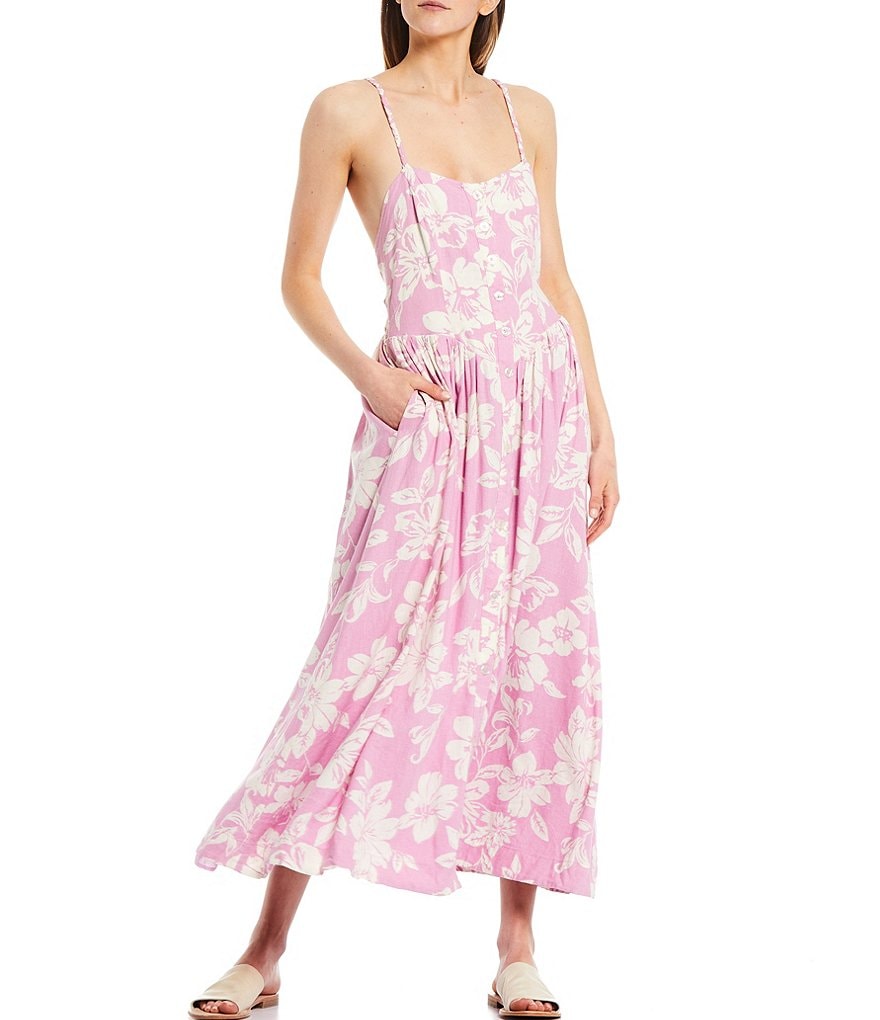 Free People The Perfect Square Neck Sleeveless Floral Midi Sundress