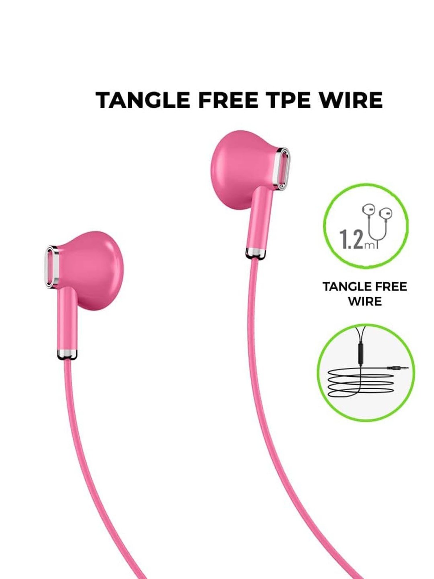 ULTRAPROLINK Pastels UM1130 Noise Isolation Hands Free Earphones with Mic (Pink)