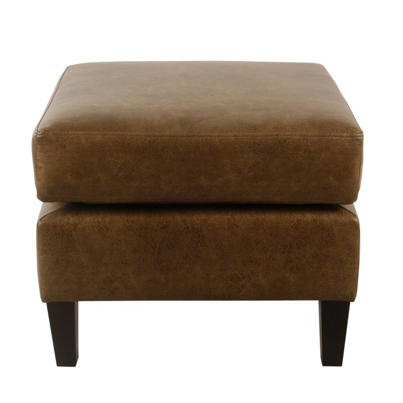 Brooklyn Large Pillowtop Ottoman Faux Leather Light Brown - HomePop