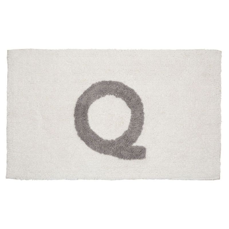 Juvale Personalized Bathroom Rugs with Letter Q Initial, Cotton Bath Mat (White, 32 x 20 in)