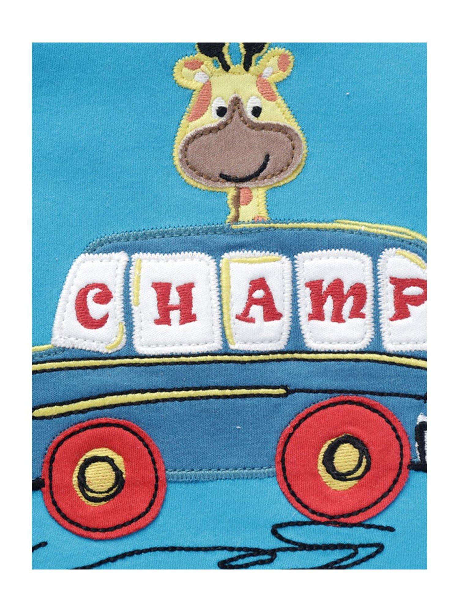 Pranava Boys Blue Cotton Patch Work T-Shirt