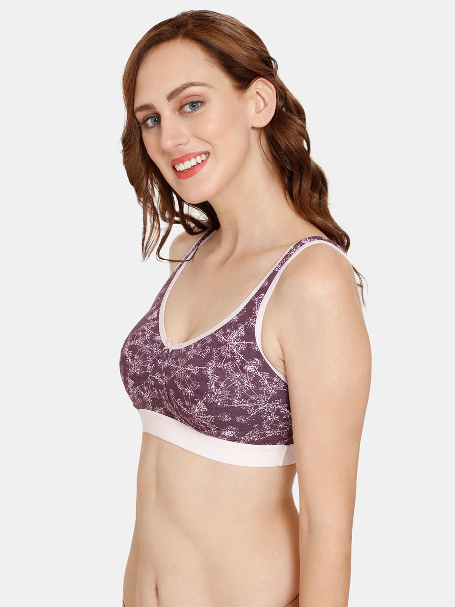 Rosaline by Zivame Purple Printed Half Coverage Double Layered Bralette