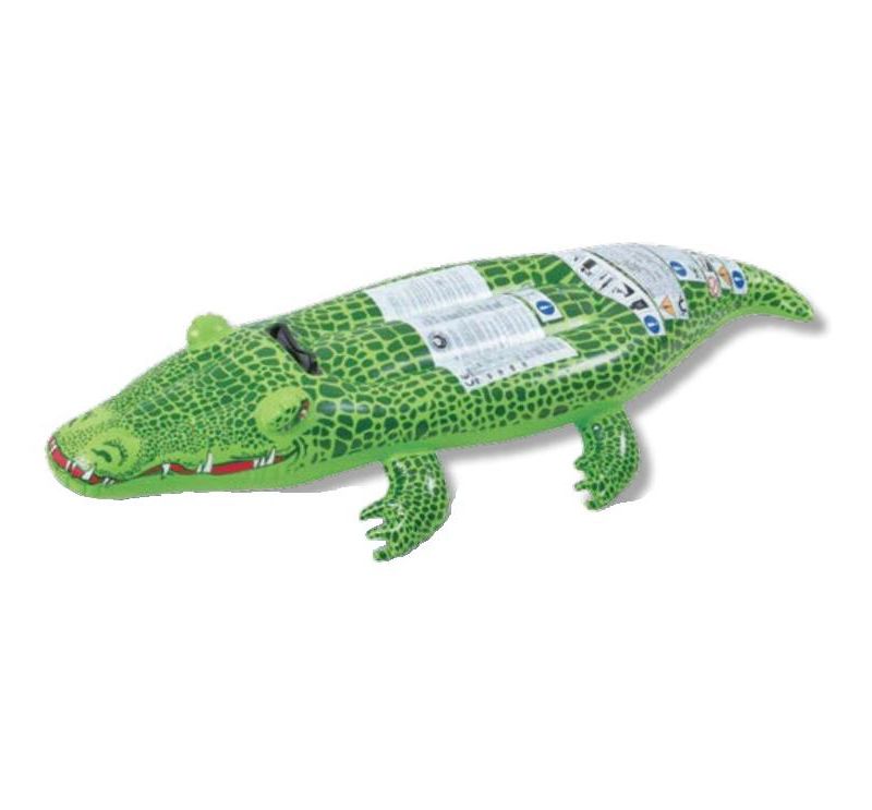 Pool Central 56" Inflatable Spotted Crocodile Rider 1-Person Swimming Pool Float Toy - Green