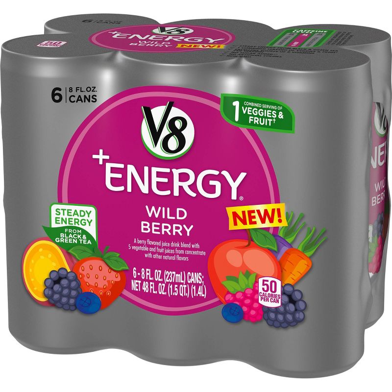 V8 +Energy Wild Berry Juice Drink - 6pk/8 fl oz Cans