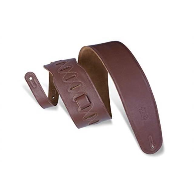 levy's leathers m4gfbrn 3.5" garment leather bass guitar strap, brown