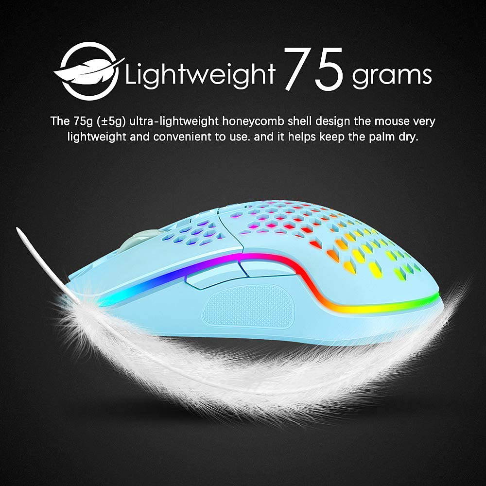 Lightweight Gaming Mouse Wired Honeycomb Hollow RGB Streamer 6400 DPI Programming Optical Sensor Pixert 3325 78G for PC X-Box PS4 Gamer