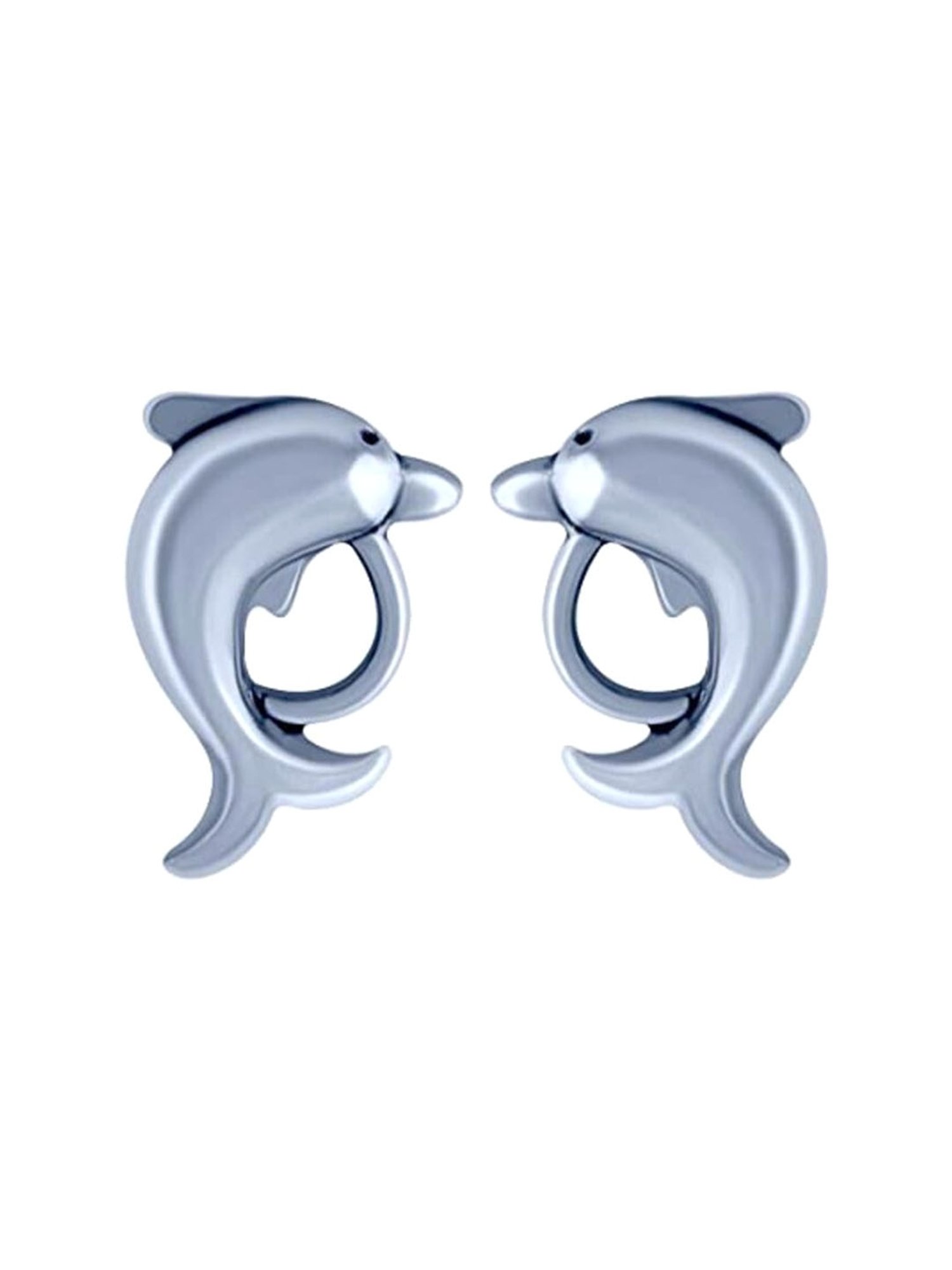 Rihi by P.C. Chandra Jewellers 92.5 Sterling Silver Dolphin Stud Earrings for Women & Girls