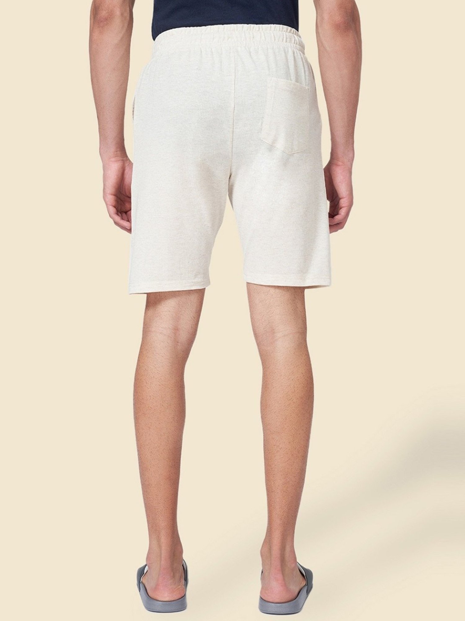 Ajile by Pantaloons Oat Melange Cotton Slim Fit Lounge Shorts