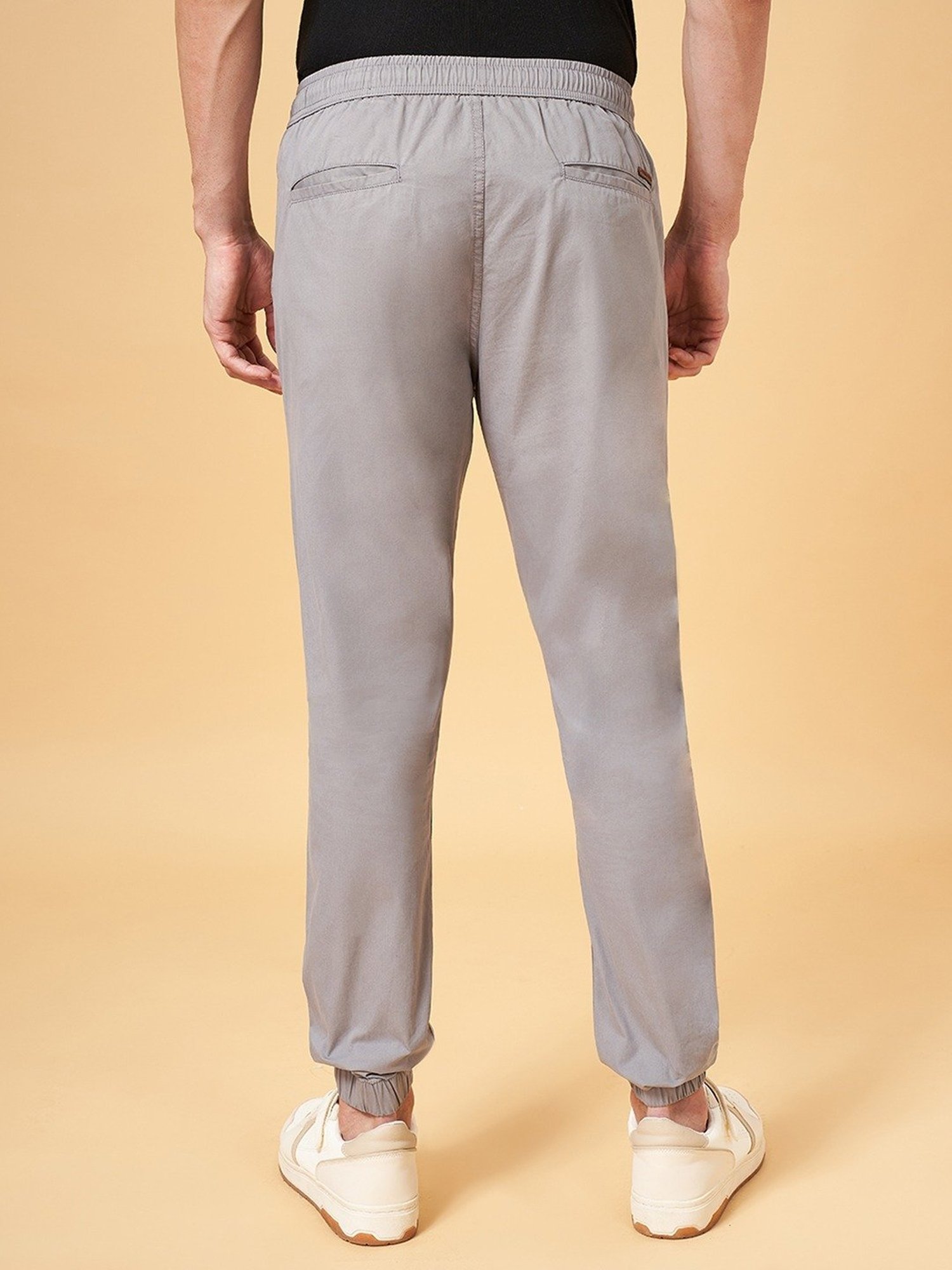 Urban Ranger by Pantaloons Light Grey Cotton Slim Fit Joggers