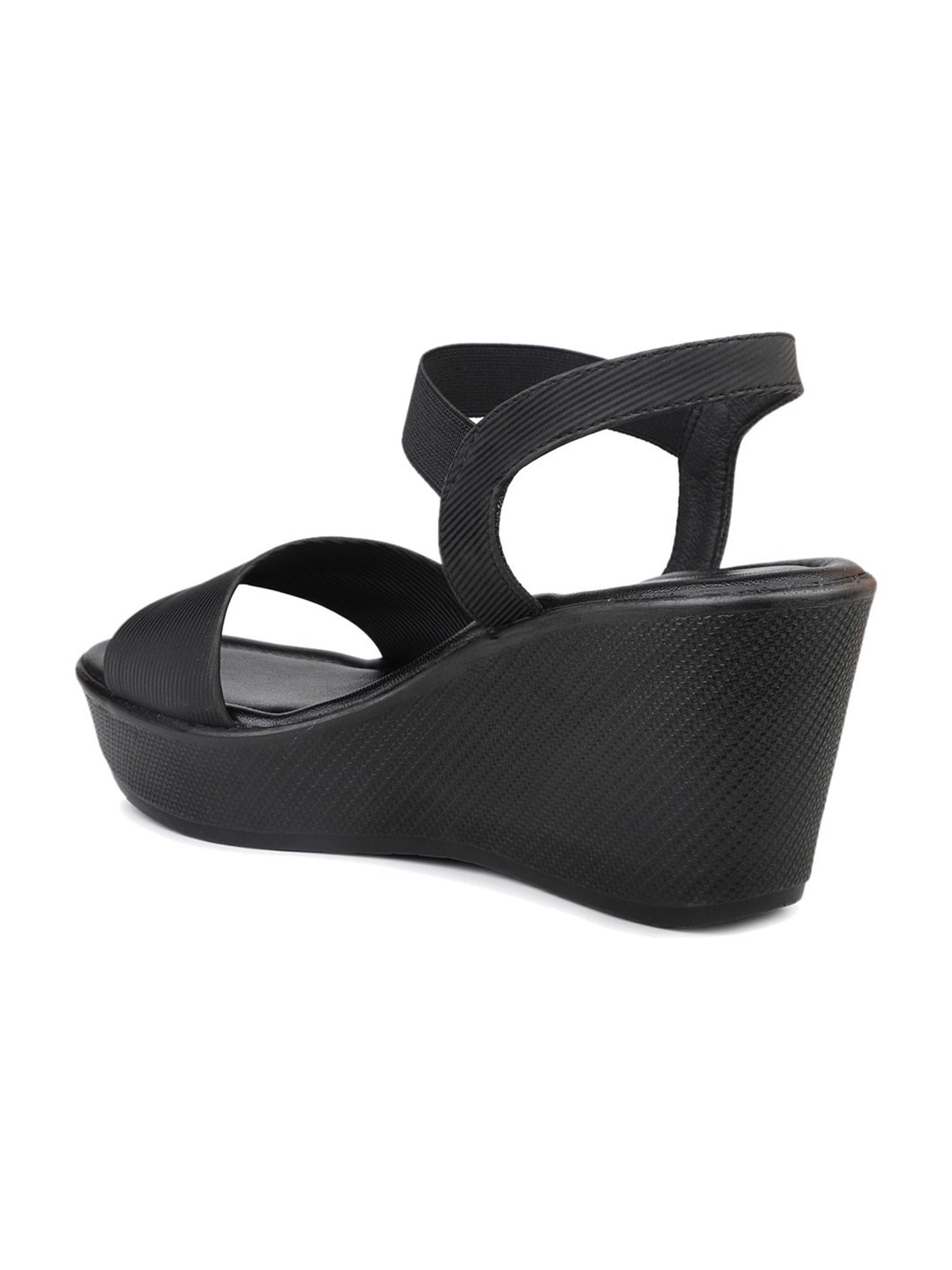 Inc.5 Women's Black Ankle Strap Wedges