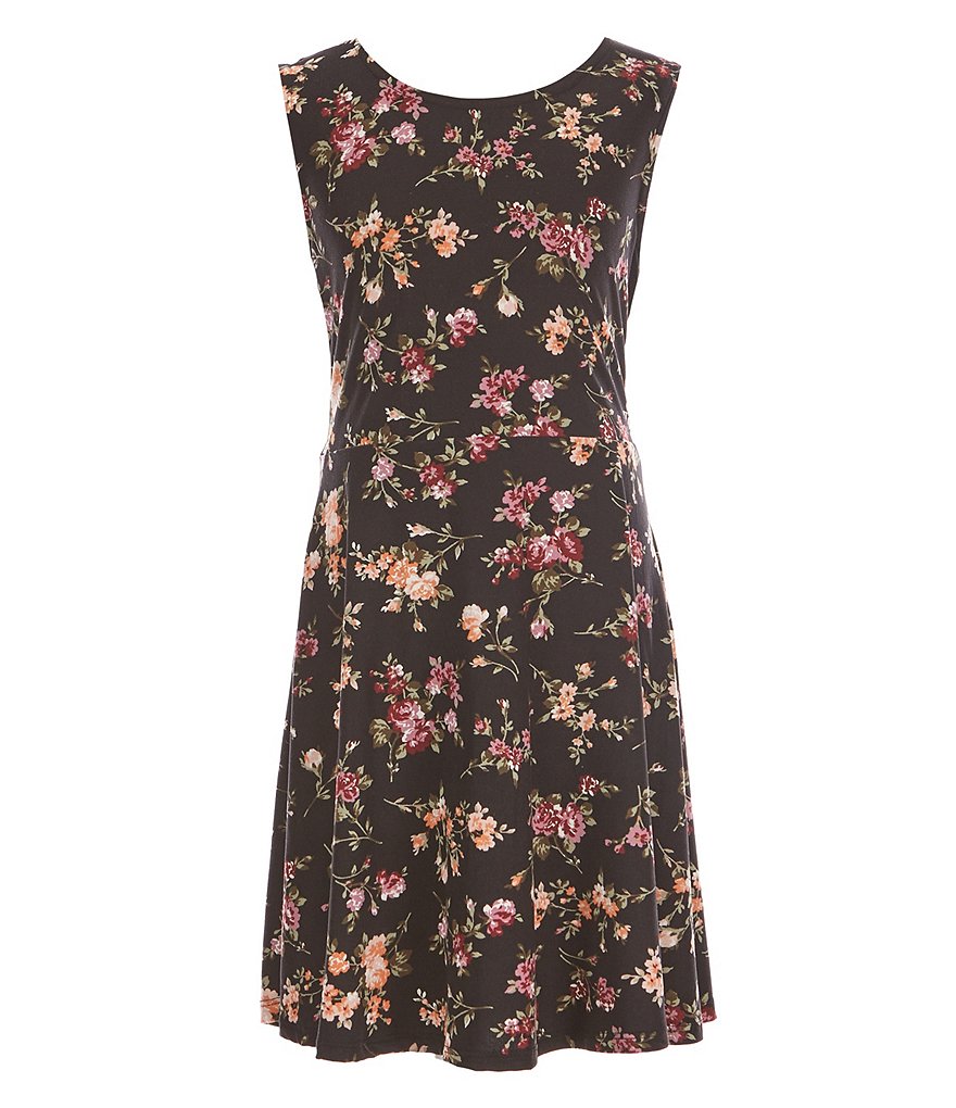 Ally B Big Girls 7-16 Sleeveless Floral Printed Skater Dress With Jacket