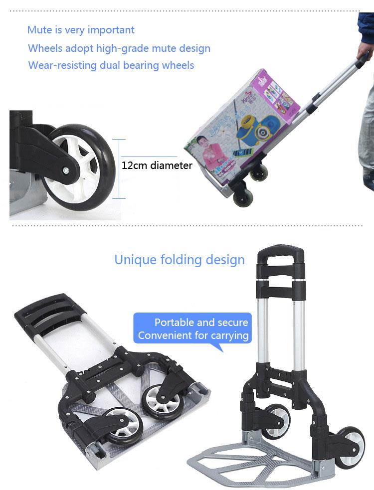 Luggage Aluminum Folding Cart Portable Hand Trunk Travel Shopping Trolley 170 lb