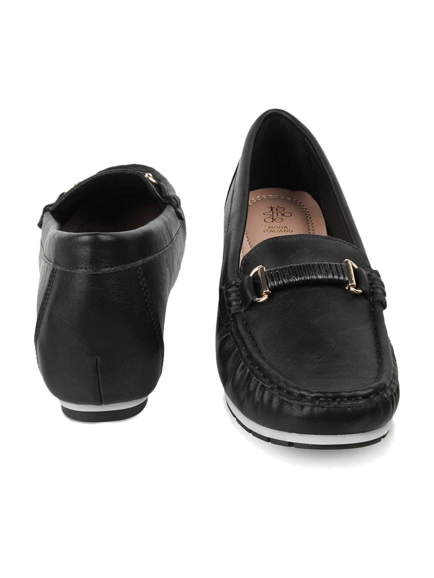 Tresmode Women's Black Wedge Loafers