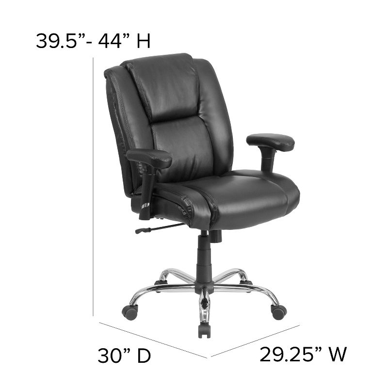 Emma and Oliver 400 lb. Big & Tall Black LeatherSoft Task Adjustable Arm Ergonomic Office Chair