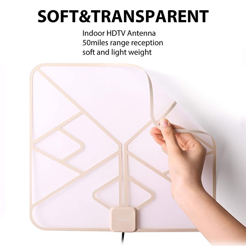 Indoor Window Hdtv Antenna Up to 4050 Miles RangeTransparentn Soft Design Support 4K 1080P VHF UHF Freeview Television Local Channelswitht Longer 165ft Coax Cable
