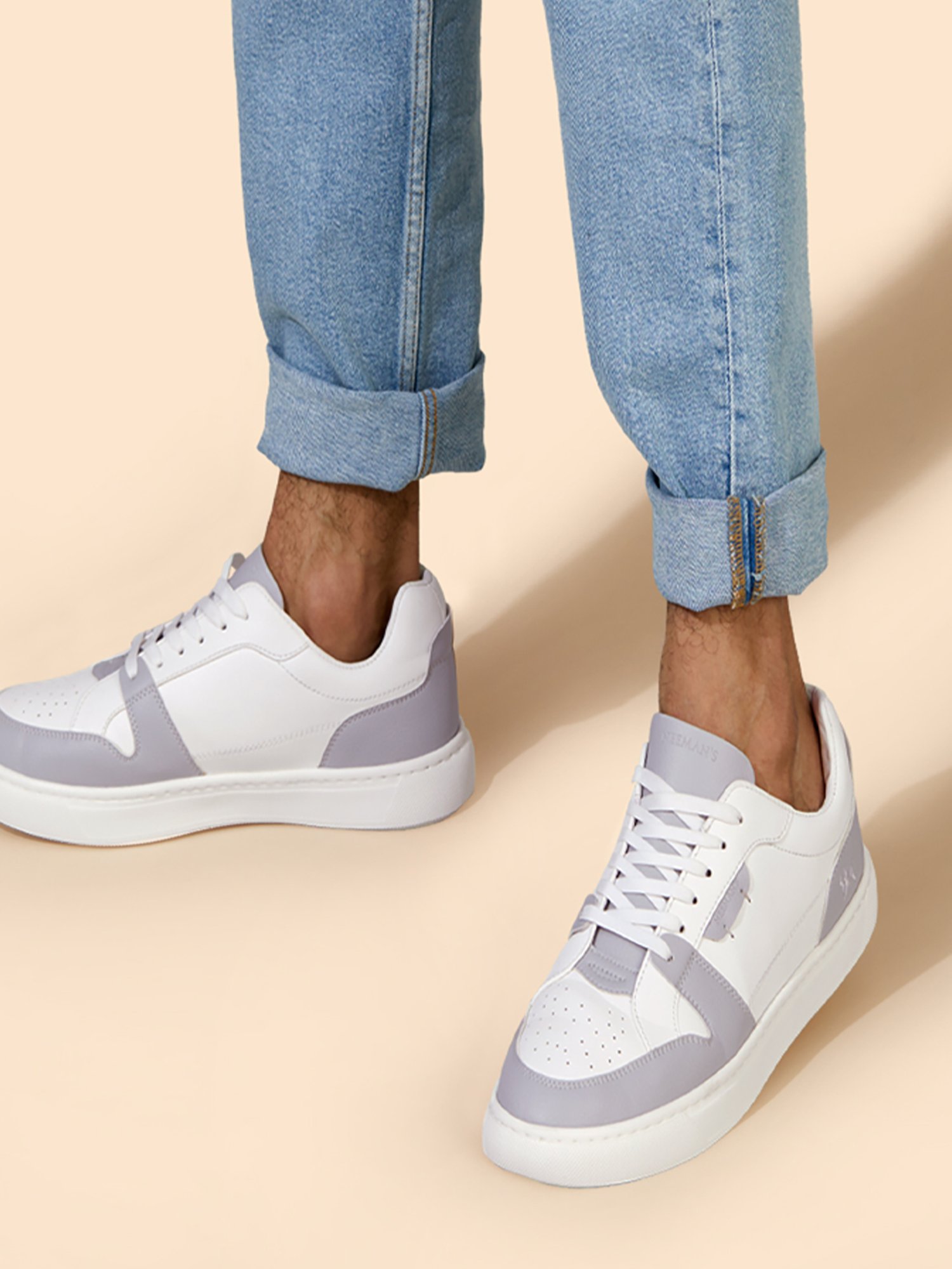 Neemans Men's Retro Slick Grey & White Casual Sneakers