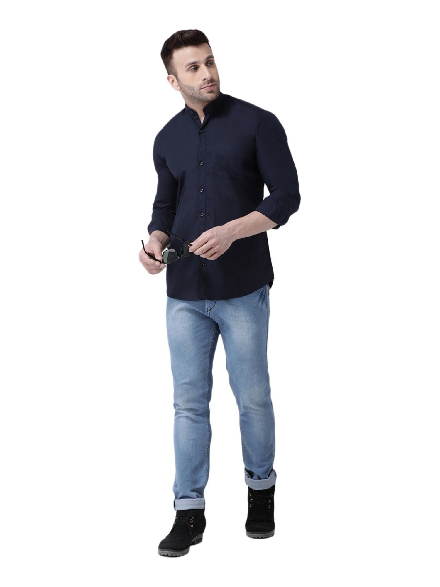 Hang Up Navy Cotton Slim Fit Shirt