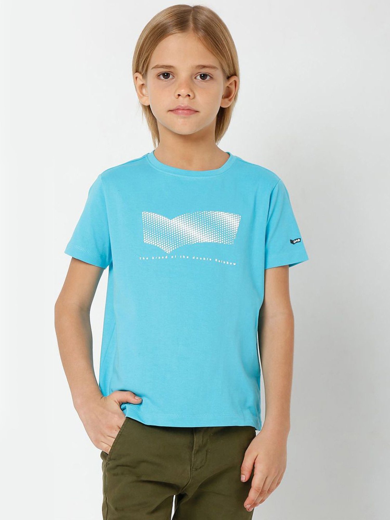 Gas Kids Blue Printed T-Shirt