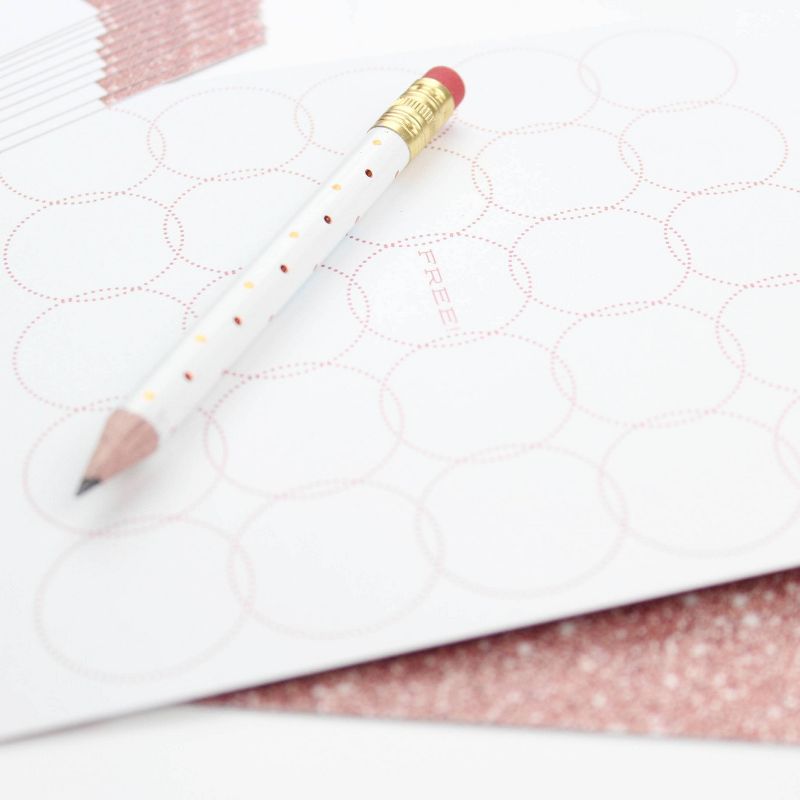 12pk Mini Pencils Polka Dots Foil Rose Gold