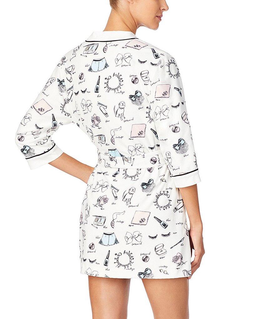 PJ Salvage Solid Ribbed Knit Long Wrap Robe