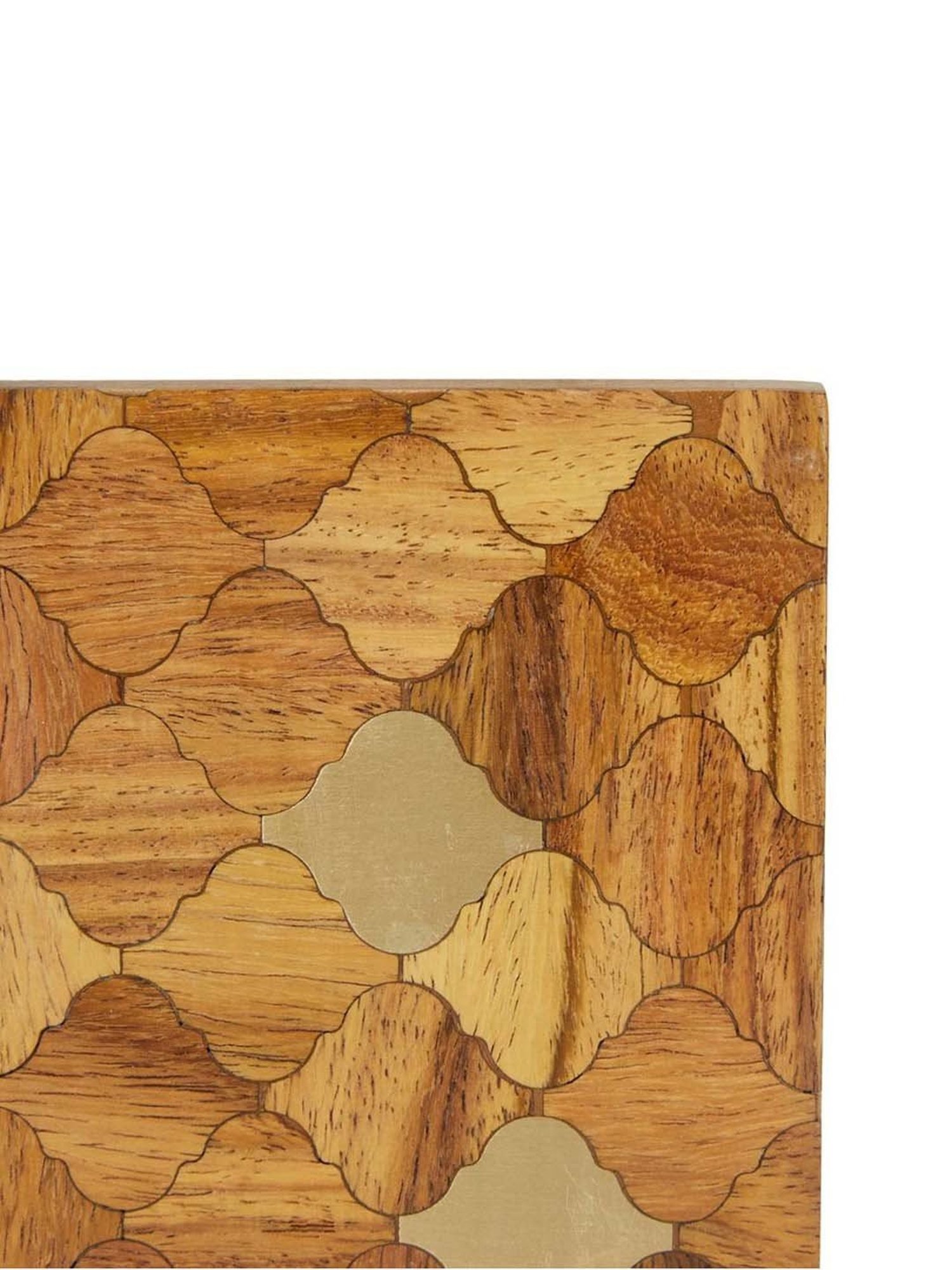 Fabindia Brown Wood Aavegh Inlay Coasters - Set of 4