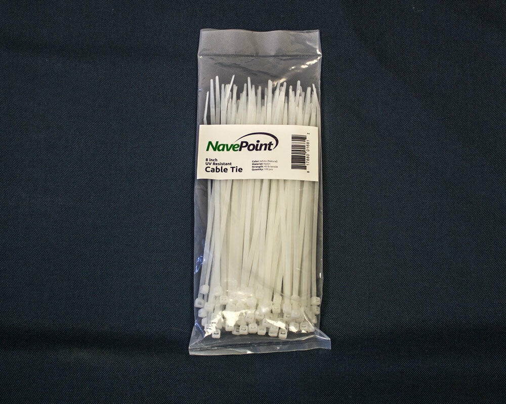 8 Inch Nylon Cable Wire Zip Tie 40 lbs - Natural White 300 Pack Lot Pcs Qty