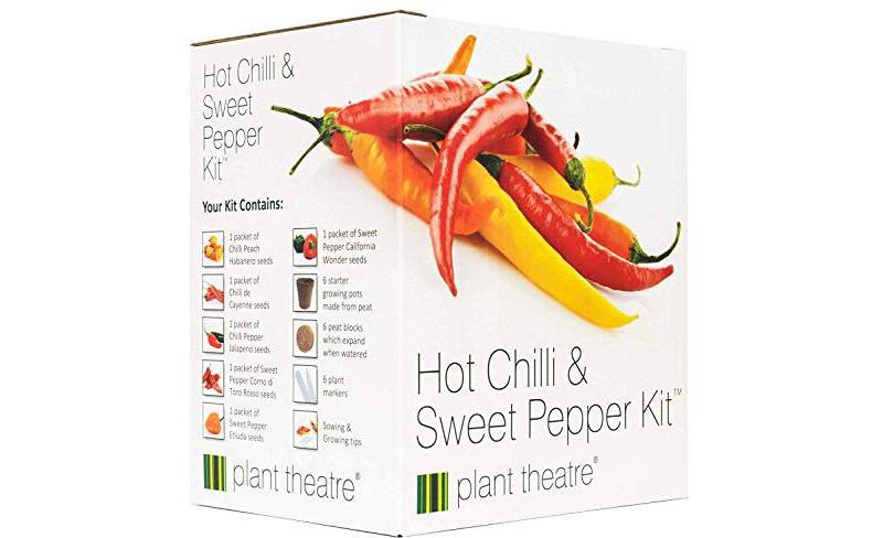 Plant Theatre Hot Chilli & Sweet Pepper Kit - Plant Seed Kit - 6 Different Varieties to Grow - Everything You Need to Start Growing in one Box!
