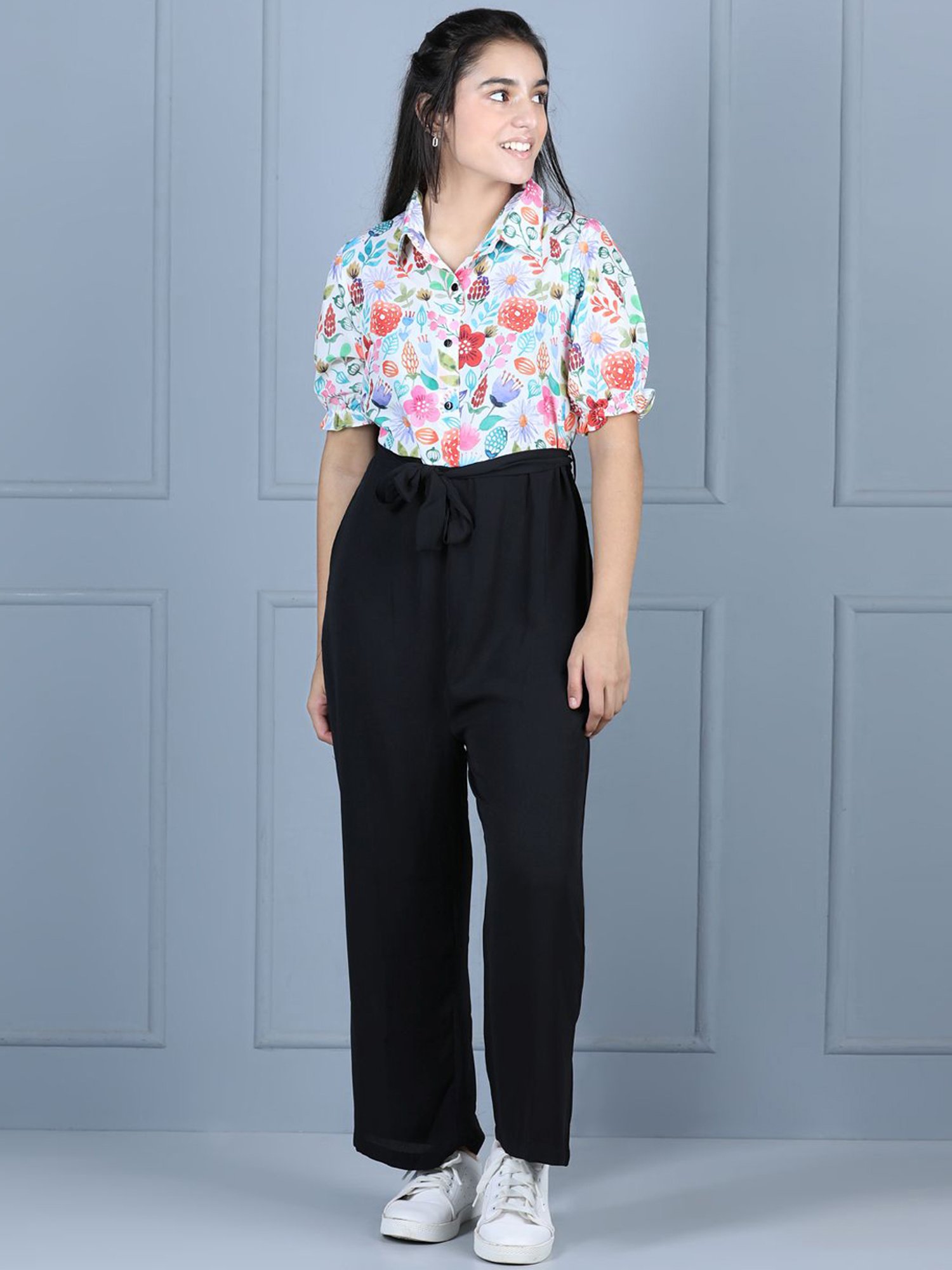 StyleStone Kids Multicolor Floral Print Jumpsuit