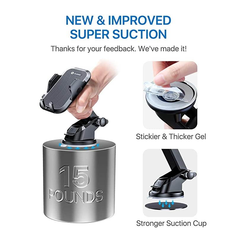 Car Phone Mount Easy Clamp Newest HandsFree Phone Holder for Car Dashboard Windshield Air Vent Super Suction Cup Compatible with iPhone 1111 Pro8 Plus8XXRXS7 Plus Samsung S10S9S8