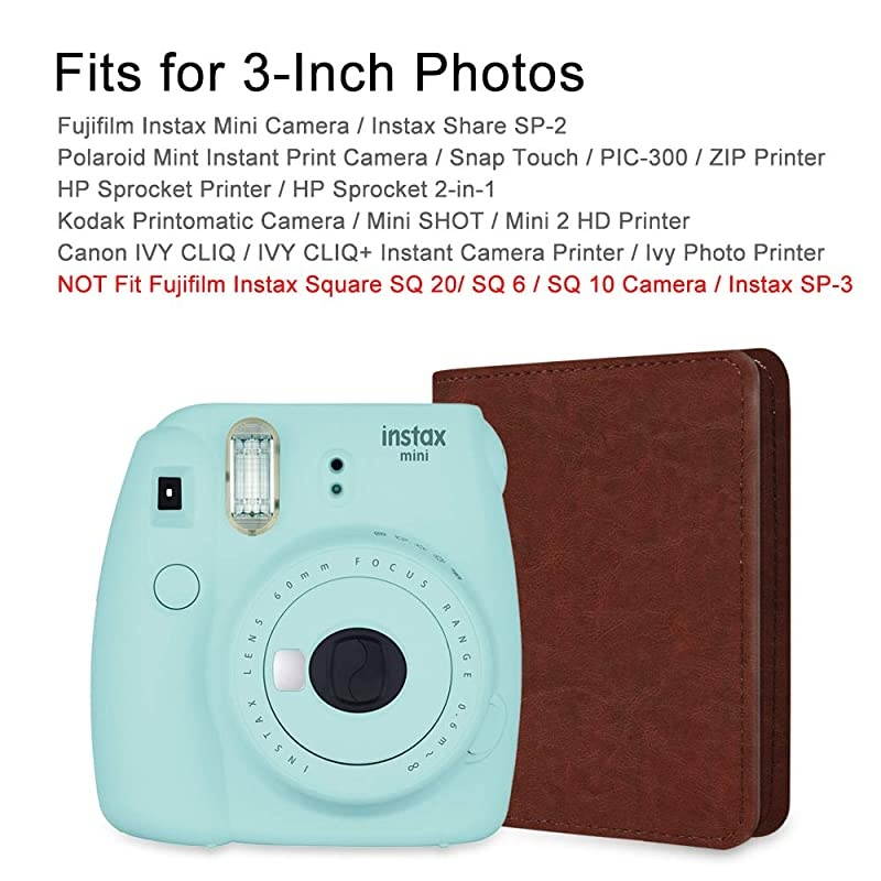 Mini Photo Album for 3Inch Film 104 Pockets Album for Fujifilm Instax Mini 11Mini 9Mini Link PrinterMini LiPlay Canon Ivy CLIQ Polaroid Kodak Instant Print Camera Vintage Brown