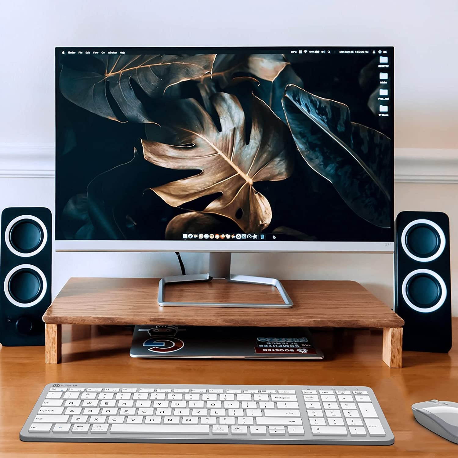 Wireless Keyboard and Mouse, iClever GCA26S Rechargeable Wireless Keyboard Ergonomic Full Size Design with Number Pad, 2.4G Slim White Keyboard and Mouse for Mac, Windows, Computer, Desktop, Notebook