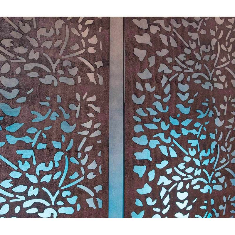 Stratco Decorative Laser Cut 6 x 3 Foot Lightweight Steel Metal Privacy Screen Wall Art Hanging Panel for Walls and Fences, Flora Design, Set of 2