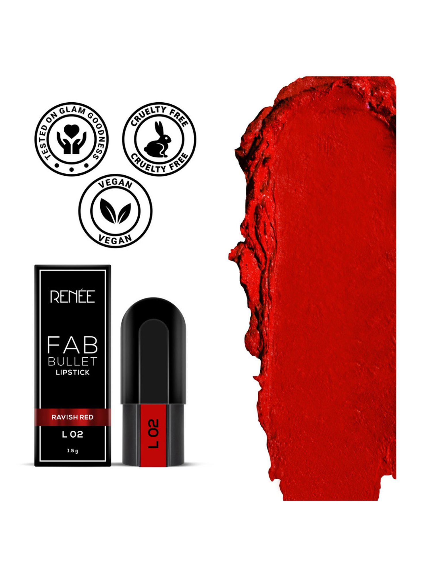 Renee Fab Bullet L 02 Ravish Red - 1.5 gm