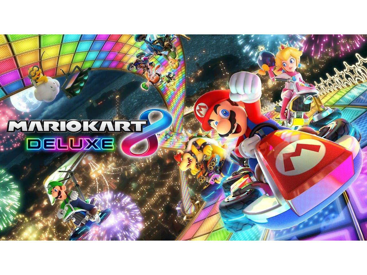 Nintendo Switch - Neon Blue/Neon Red Joy-Con + Mario Kart 8 Deluxe (Download) + 3month Nintendo Switch Online membership - Black/Neon Blue/Neon Red