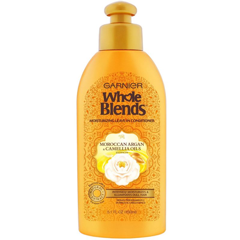 Garnier Whole Blends Illuminating Leave In Conditioner Moroccan Argan & Camellia Oils - 5.1 fl oz