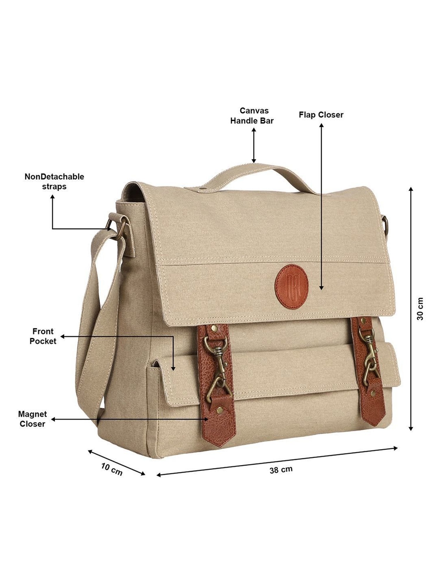 Mona B 12 Ltrs Beige Medium Laptop Messenger Bag