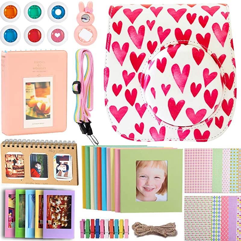 Case & Accessories Compatible with Fujifilm Instax Mini 9/8 / 8+ Instant Film Camera, Bundle Pack Include Album, Filters, Strap & Other Accessories. [Kitty,9 Items Kit] by