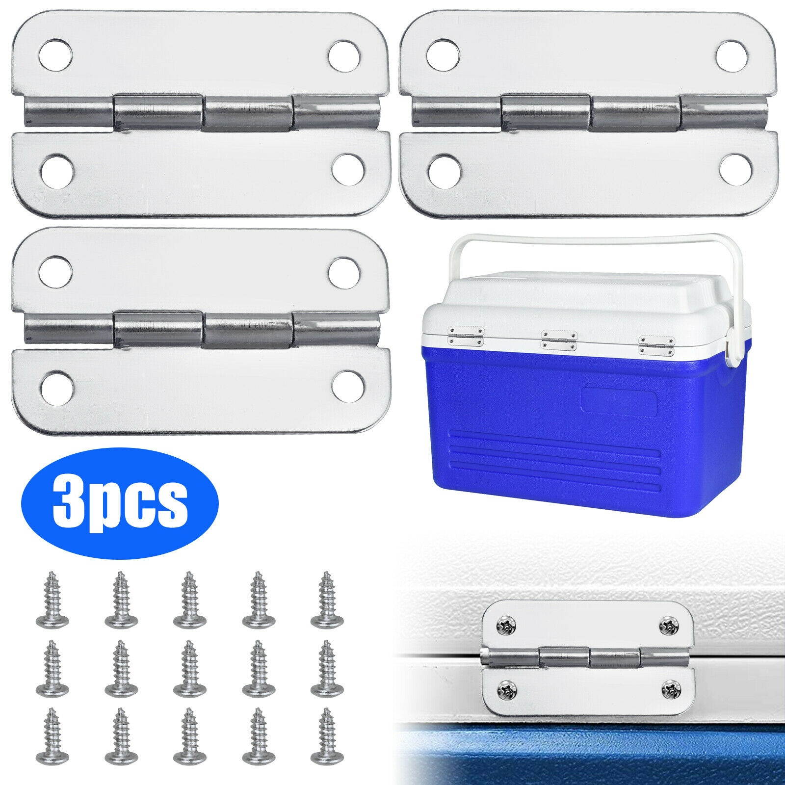 3Pcs igloo cooler replacement hinges + stainless steel screws hinge parts kit
