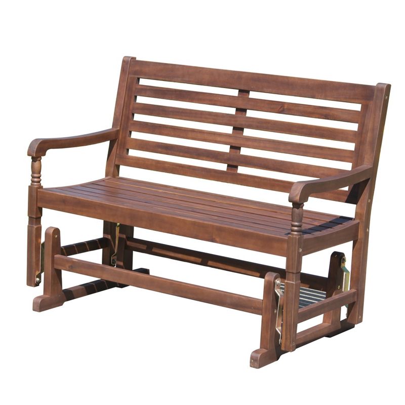 Wood Outdoor Bench in Natural Brown-Pemberly Row